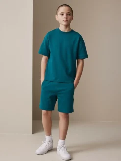Next Relaxed Fit Heavyweight T-Shirt and Shorts Set (3-16yrs) Teal Blue Best