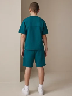 Next Relaxed Fit Heavyweight T-Shirt and Shorts Set (3-16yrs) Teal Blue Best