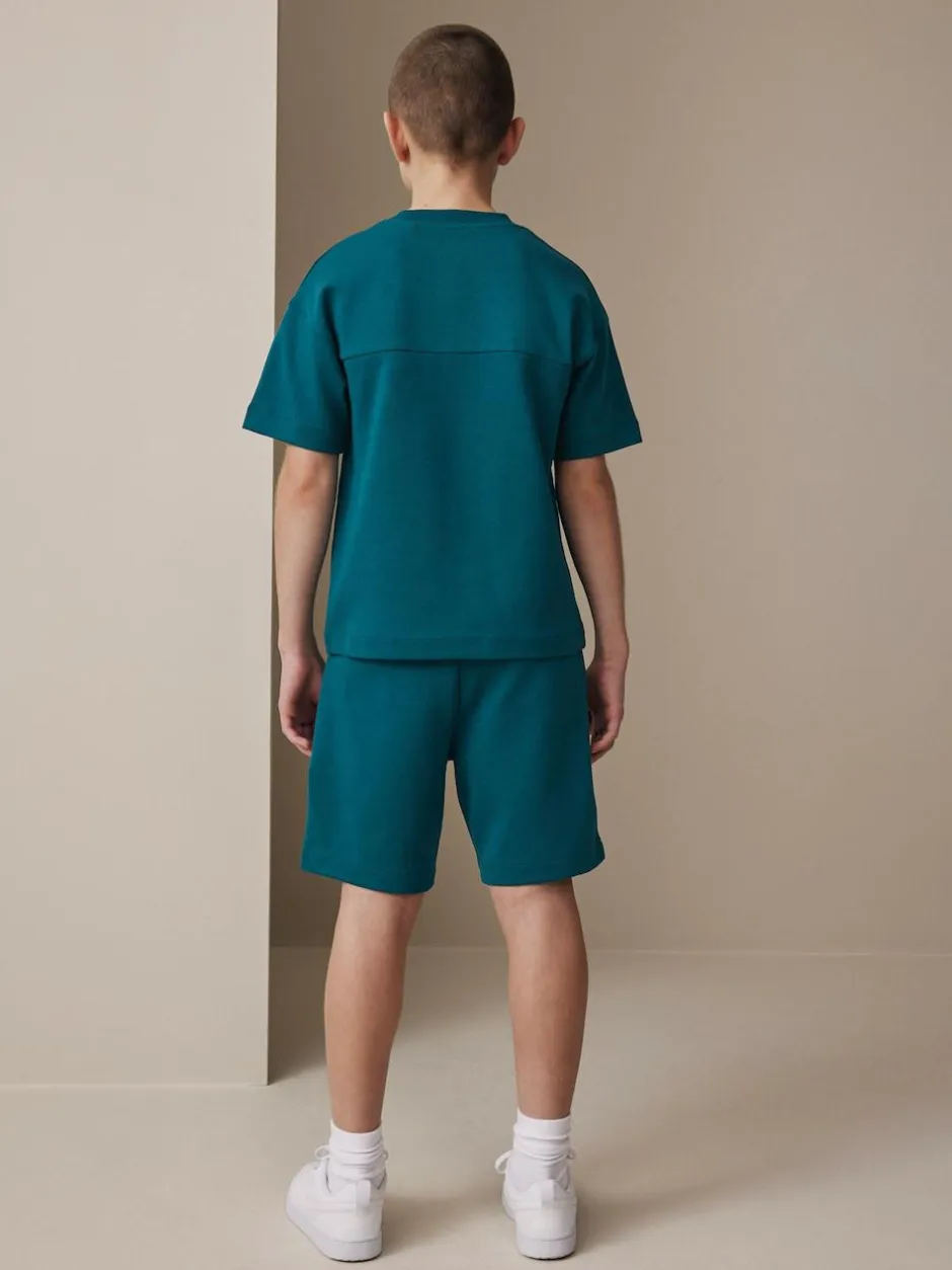 Next Relaxed Fit Heavyweight T-Shirt and Shorts Set (3-16yrs) Teal Blue Best