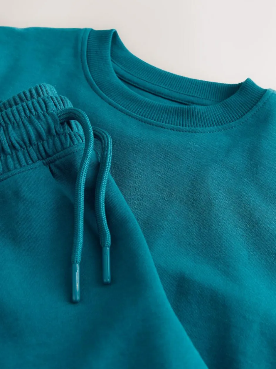 Next Relaxed Fit Heavyweight T-Shirt and Shorts Set (3-16yrs) Teal Blue Best