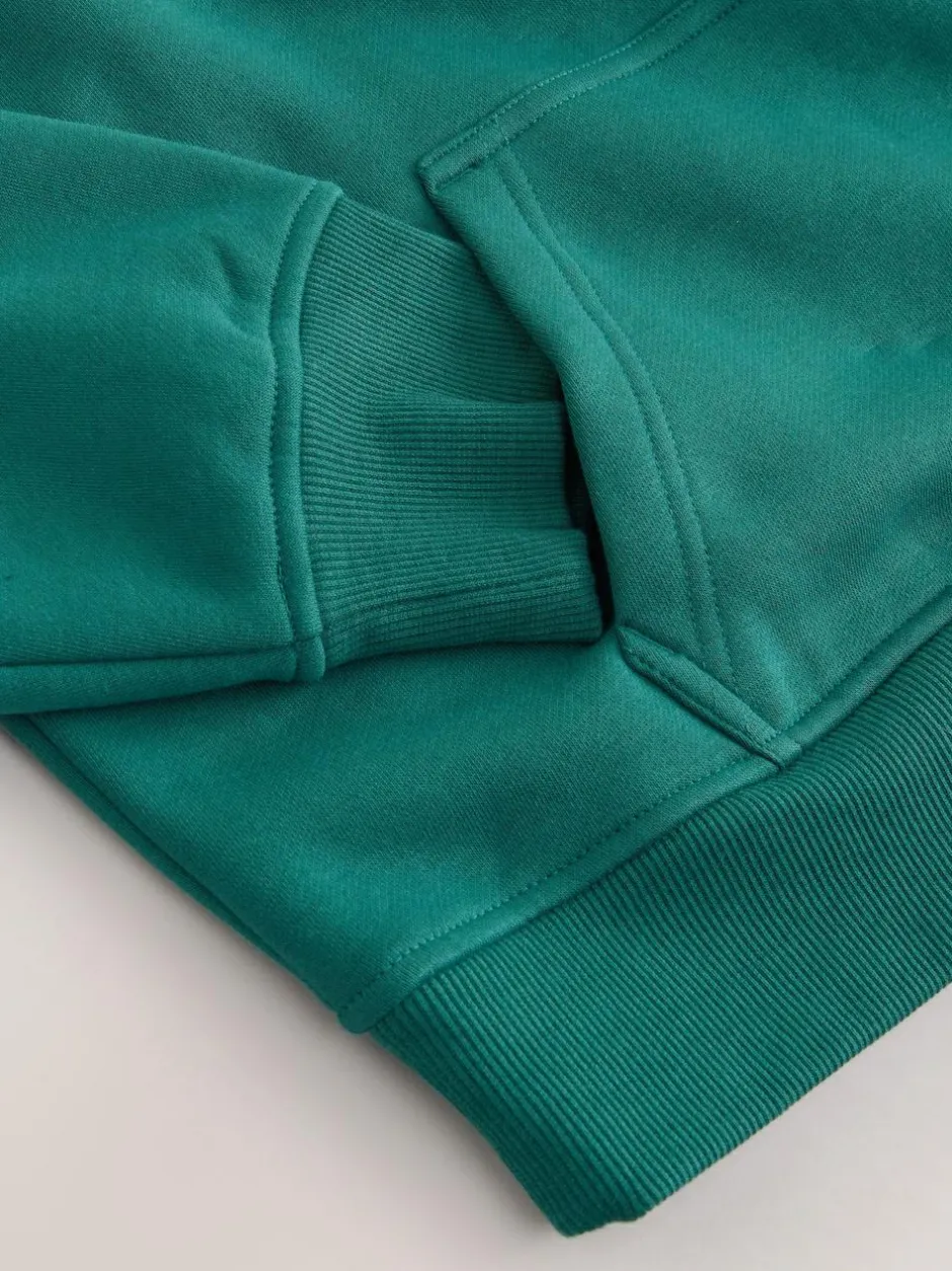 Next Relaxed Fit Heavyweight Cotton Rich Jersey Zip Neck Sweatshirt Teal Blue Hot