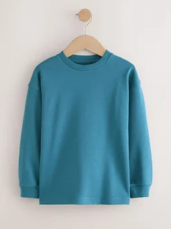 Next Teal Blue Relaxed Fit Long Sleeve Heavyweight T-Shirt (3-16yrs) Best