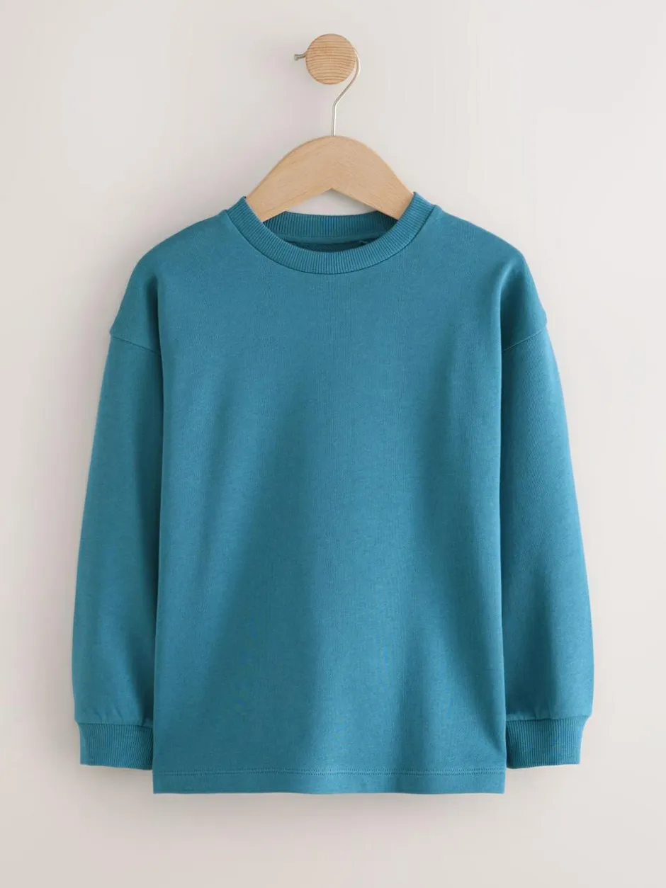 Next Teal Blue Relaxed Fit Long Sleeve Heavyweight T-Shirt (3-16yrs) Best