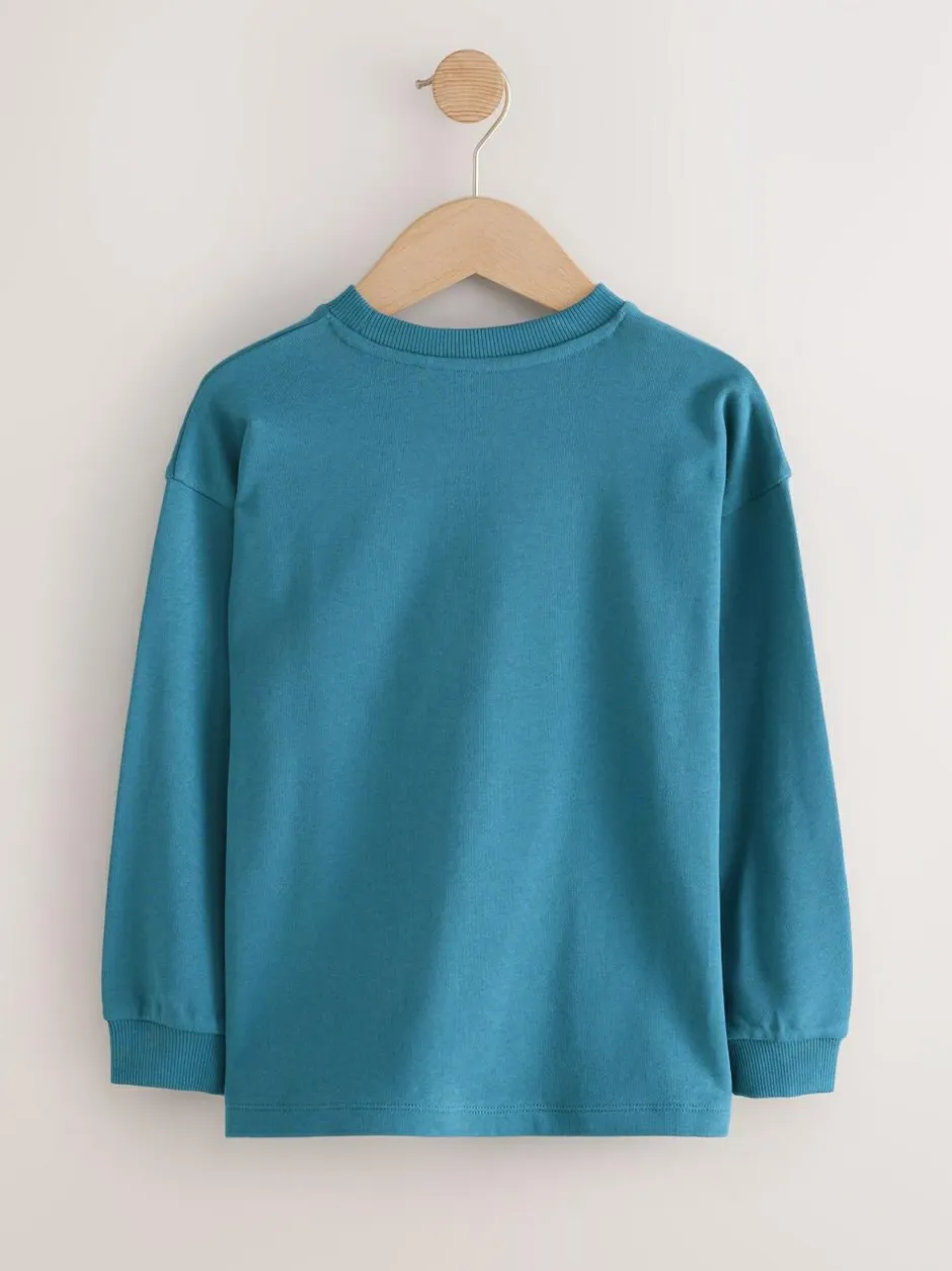 Next Teal Blue Relaxed Fit Long Sleeve Heavyweight T-Shirt (3-16yrs) Best