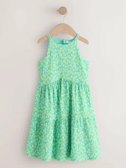 Next Teal Lemon Print Strappy Crinkle Summer Dress (3-16yrs) Sale