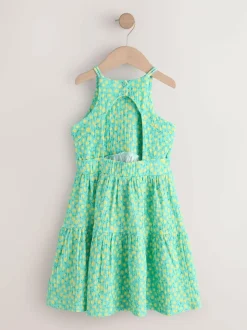 Next Teal Lemon Print Strappy Crinkle Summer Dress (3-16yrs) Sale