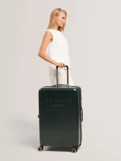 Ted Baker Icon Case Croc Large Suitcase Green Hot