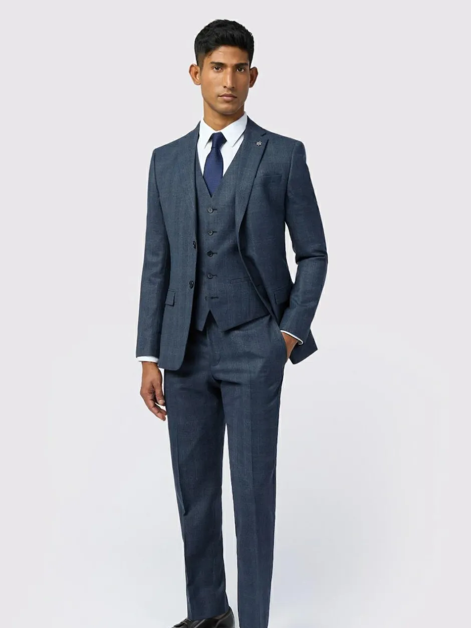 Ted Baker Tailoring Slim Blue Byrne Plum Check Jacket Discount