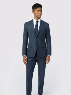 Ted Baker Tailoring Slim Blue Byrne Plum Check Jacket Discount