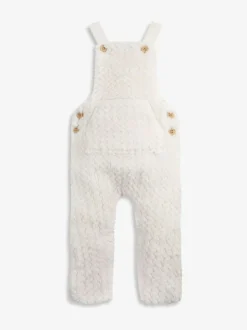 The Little Tailor Baby Chunky Sherpa Fleece Dungarees and Bodysuit Set Cream New