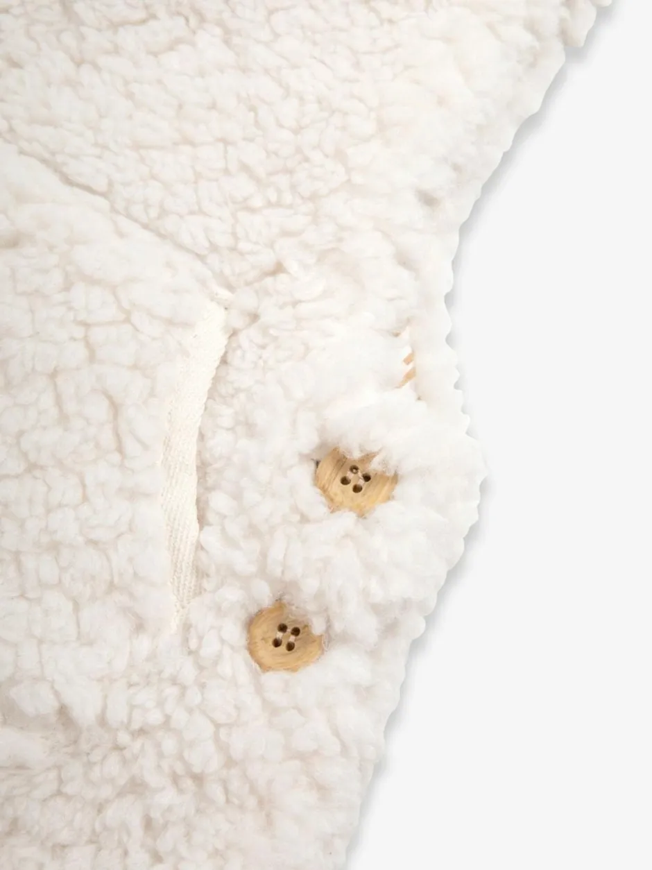 The Little Tailor Baby Chunky Sherpa Fleece Dungarees and Bodysuit Set Cream New