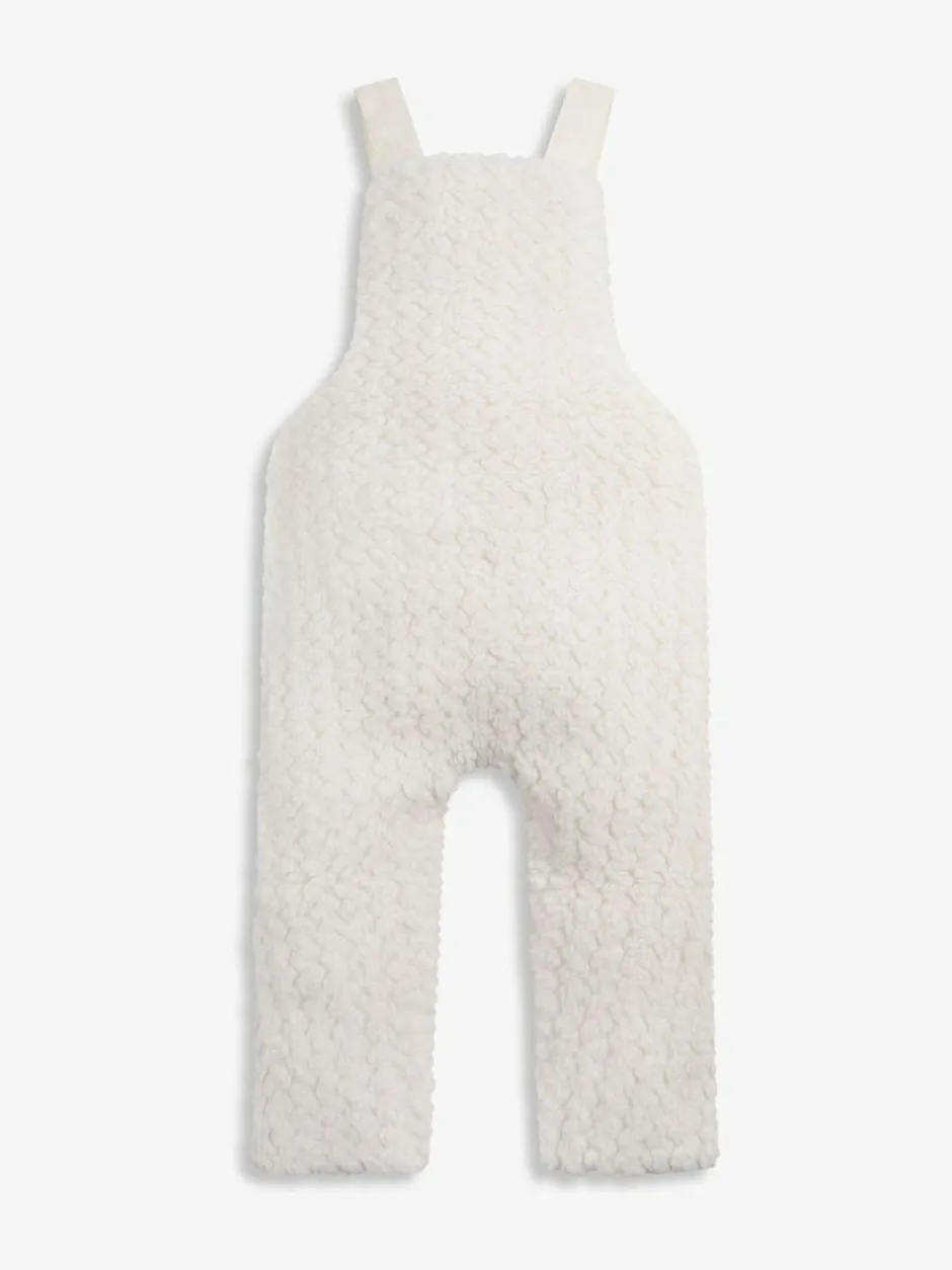 The Little Tailor Baby Chunky Sherpa Fleece Dungarees and Bodysuit Set Cream New