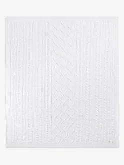 The Little Tailor Baby Fisherman Cable Knitted Blanket White Best