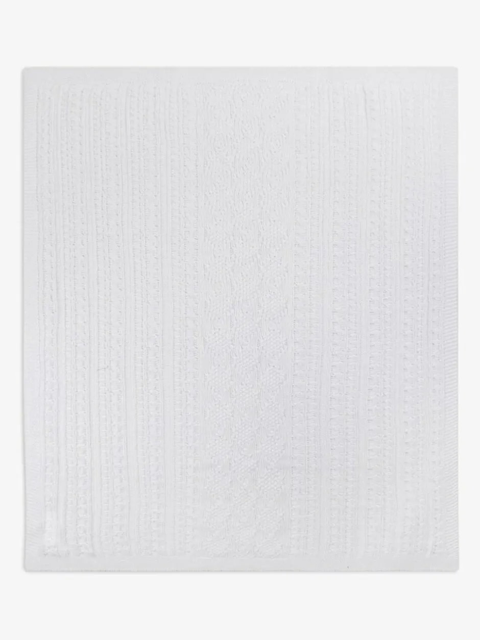 The Little Tailor Baby Fisherman Cable Knitted Blanket White Best