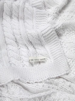 The Little Tailor Baby Fisherman Cable Knitted Blanket White Best