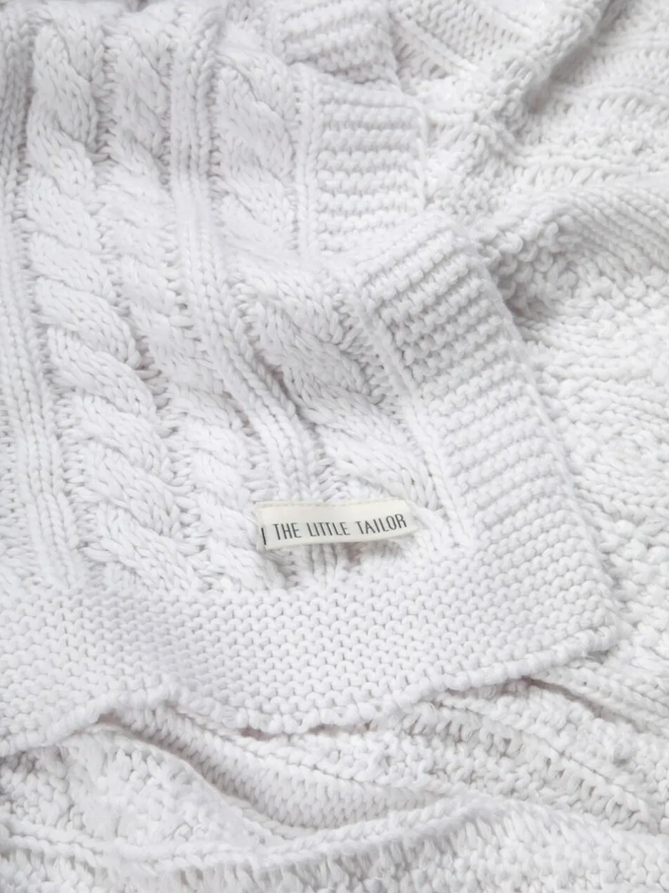The Little Tailor Baby Fisherman Cable Knitted Blanket White Best