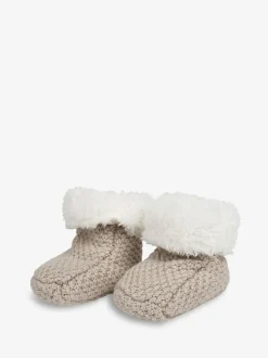The Little Tailor Baby Knitted Plush Lined Boots Beige Online