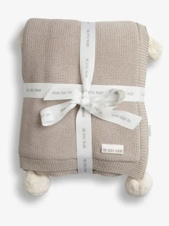 The Little Tailor Baby Natural Pom Pom Plush Lined Blanket Sale