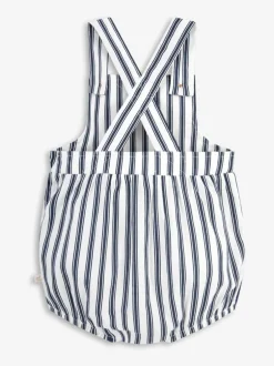 The Little Tailor Baby Woven Shorty 100% Cotton Romper Blue Outlet