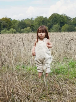 The Little Tailor Sherpa Fleece Cosy Baby Dungaree Cream