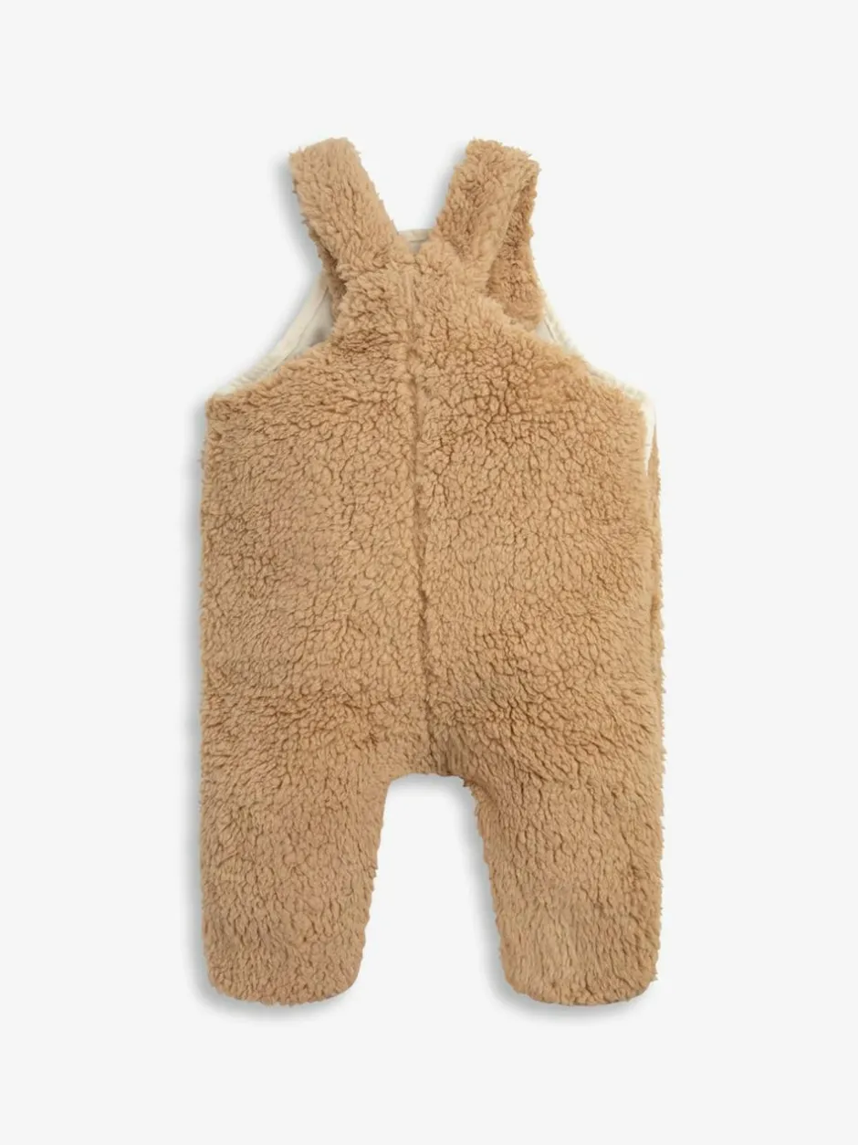 The Little Tailor Sherpa Fleece Cosy Baby Dungaree Natural New