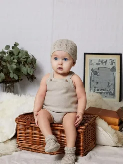 The Little Tailor Stylish Baby Knitted 100% Cotton Romper Cream Online