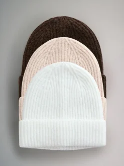 The Set 3 Pack Beanies Oat/Chocolate Brown/Cream Outlet