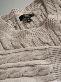 The Set 2 Pack Cable Knit Jumpers with Wool Navy Blue/Brown New