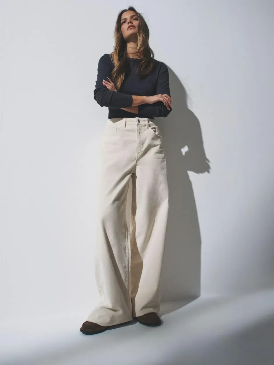 The Set 2 Pack Cord Wide Leg Jeans Cream/Black Best