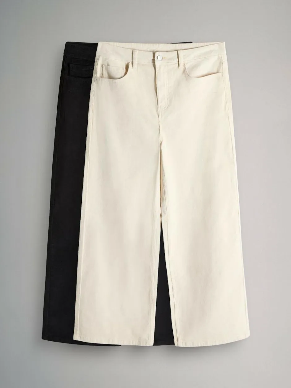 The Set 2 Pack Cord Wide Leg Jeans Cream/Black Best
