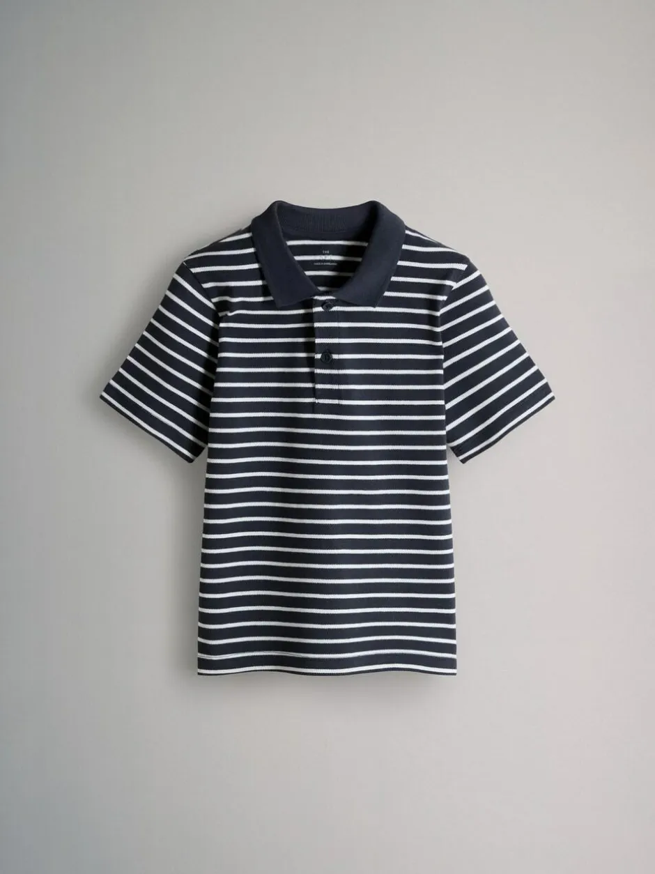 The Set 5 Pack Cotton Pique Polo Shirts Navy/Stripe/Light Blue/White New