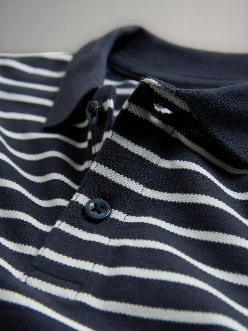 The Set 5 Pack Cotton Pique Polo Shirts Navy/Stripe/Light Blue/White New