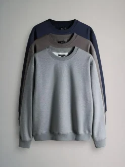 The Set 3 Pack Crew Neck Relaxed Fit Sweatshirts Blue/Grey
