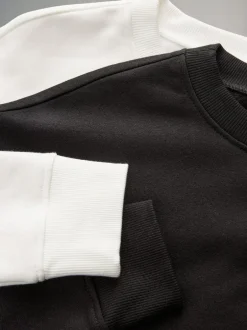 The Set 2 Pack Crew Neck Sweatshirts Black/Cream Hot