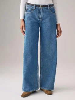 The Set 2 Pack Denim Wide Leg 100% Cotton Jeans Black/Mid Blue Best