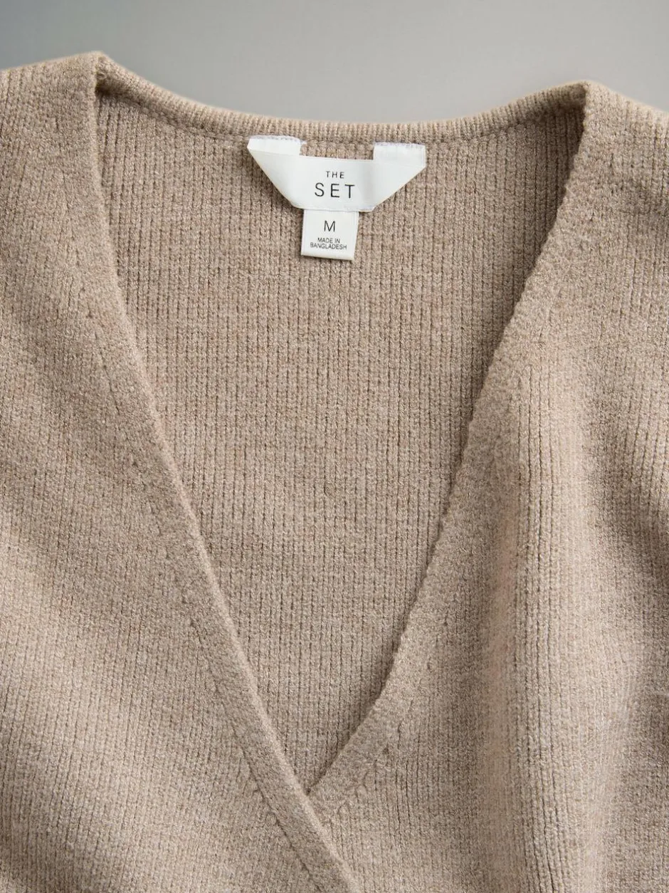 The Set 2 Pack Knitted Gold Button Ribbed Waistcoat Neutral/Black