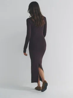 The Set 2 Pack Knitted Square Neck Dress Burgundy Plum/Navy Blue Tipped Best