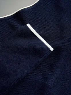The Set 2 Pack Knitted Tipped Scoop Back Tops Ecru/Navy Blue Online