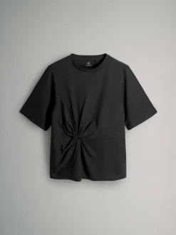 The Set 3 Pack Knot Front T-Shirts Black/White/Stripe Clearance