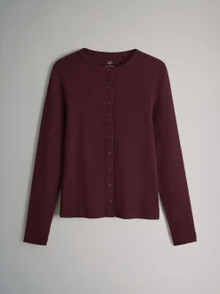 The Set 3 Pack Long Sleeve Button Through Rib T-Shirt Black/Chocolate Brown/Berry New