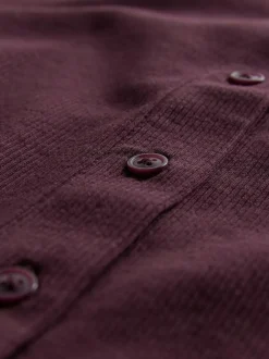 The Set 3 Pack Long Sleeve Button Through Rib T-Shirt Black/Chocolate Brown/Berry New