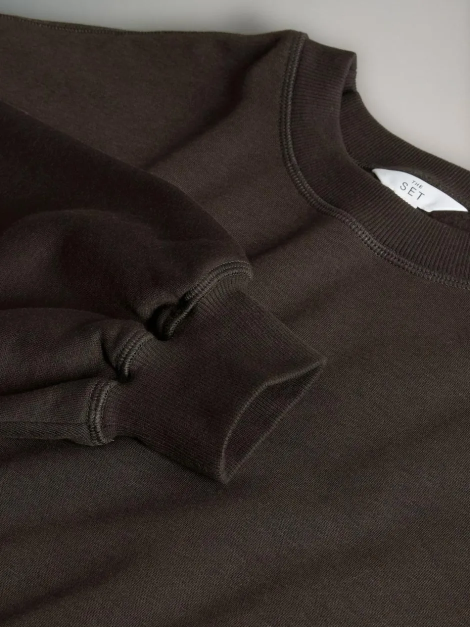 The Set 2 Pack Longline Crew Neck Sweatshirt Black/Chocolate Discount