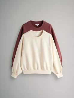 The Set 2 Pack Raglan Sweat Tops Pink/Cream Online