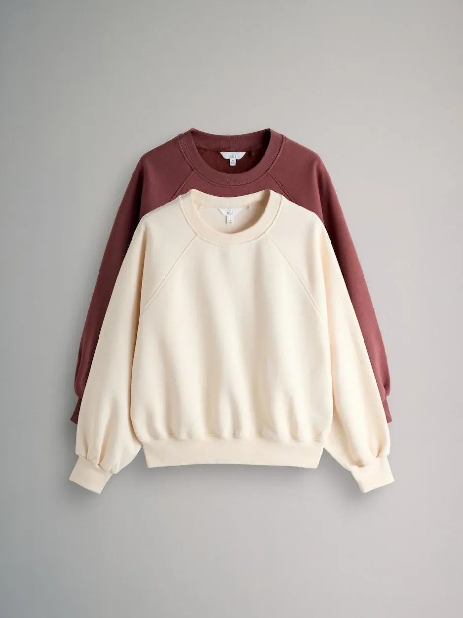 The Set 2 Pack Raglan Sweat Tops Pink/Cream Online