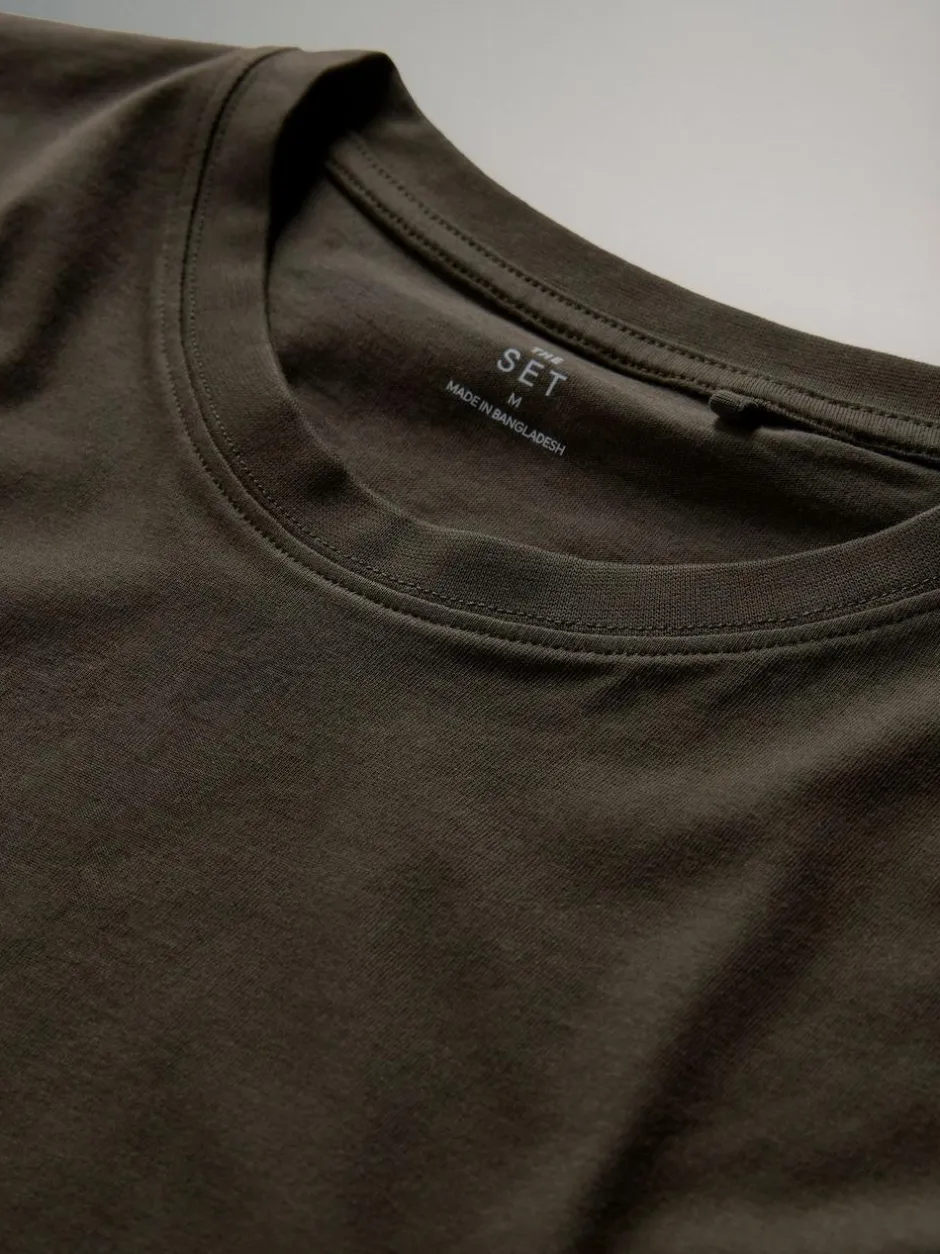 The Set 7 Pack Regular Short Sleeve Cotton T-Shirts Black/Green/Red/White Discount