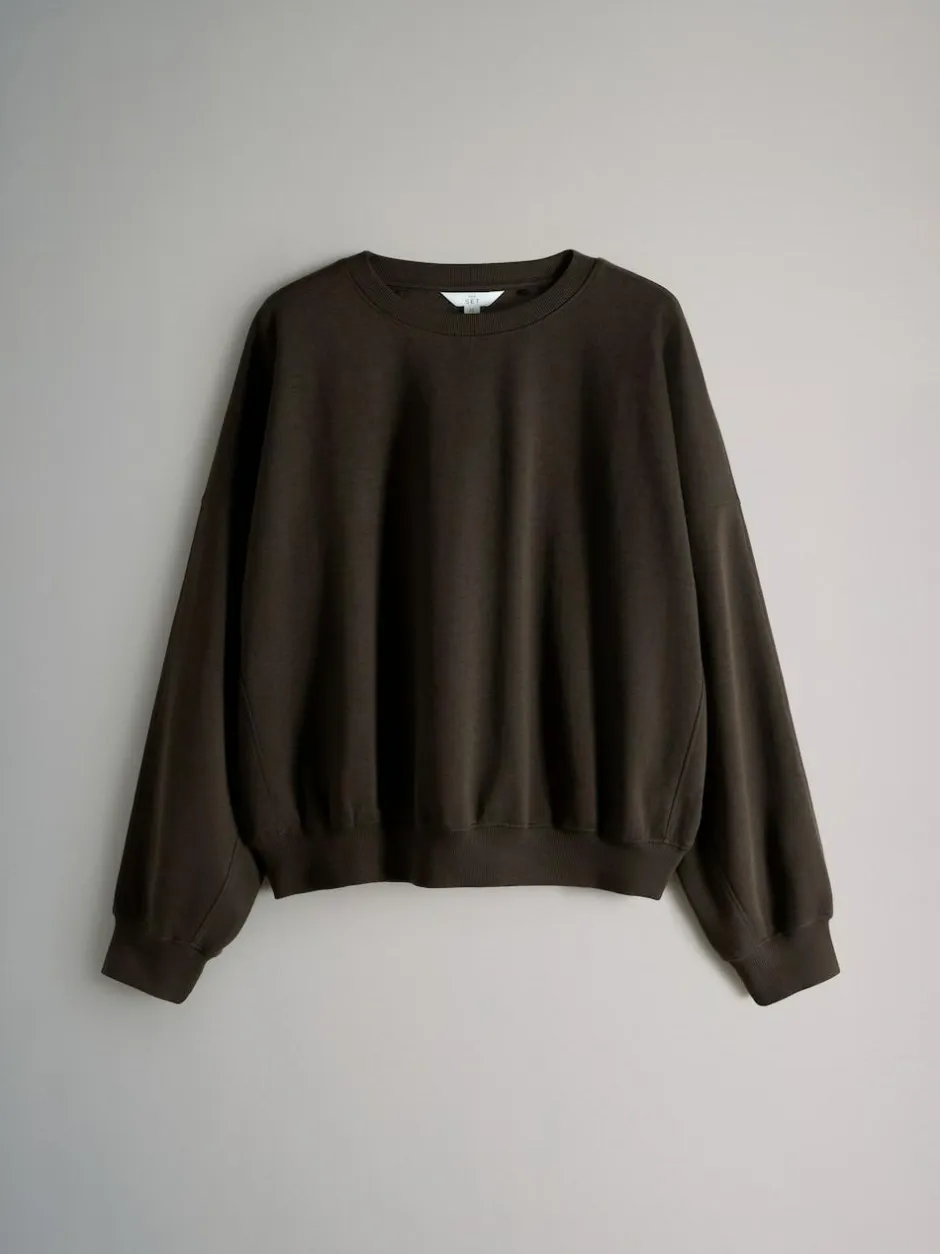 The Set 2 Pack Relaxed Crew Sweatshirt Chocolate Brown/Cream Clearance