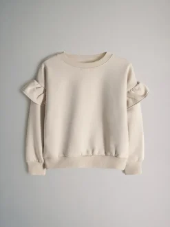 The Set 3 Pack Relaxed Frill Sleeve Sweatshirts Brown/Cream/Stripe