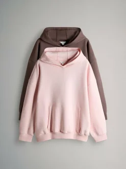 The Set 2 Pack Relaxed Hoodie Chocolate Brown/Pink Discount