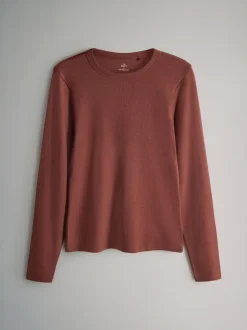 The Set 5 Pack Ribbed Long Sleeve T-Shirts Brown/Pink/White/Stripe Sale