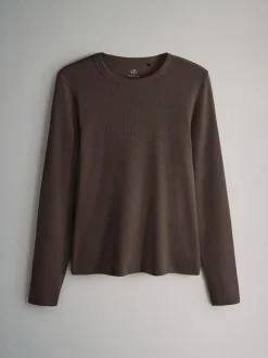 The Set 5 Pack Ribbed Long Sleeve T-Shirts Brown/Pink/White/Stripe Sale